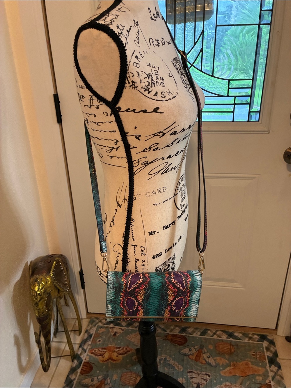 NWOT- Teal & Pink Snake-Print Crossbody Clutch, Save The Girls